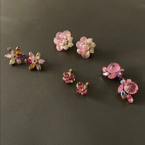 VINTAGE: 4 Pairs… Elegant Pretty In Pink  ClipOn & ScrewBack Earring Sets